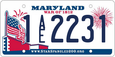 MD license plate 1AE2231