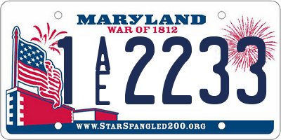 MD license plate 1AE2233