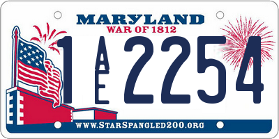 MD license plate 1AE2254