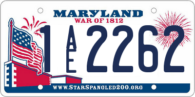 MD license plate 1AE2262