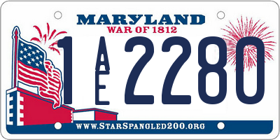 MD license plate 1AE2280