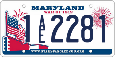 MD license plate 1AE2281
