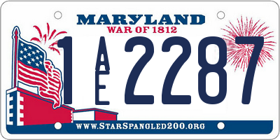 MD license plate 1AE2287