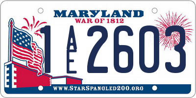 MD license plate 1AE2603