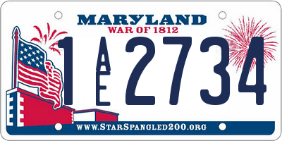 MD license plate 1AE2734