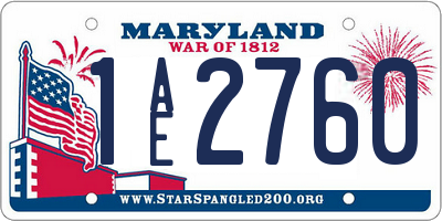 MD license plate 1AE2760