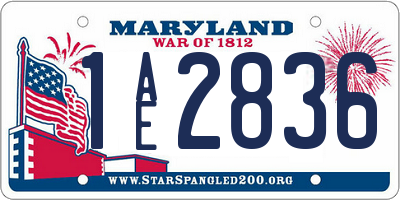 MD license plate 1AE2836