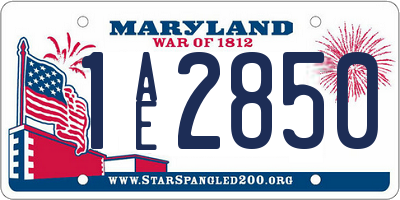 MD license plate 1AE2850
