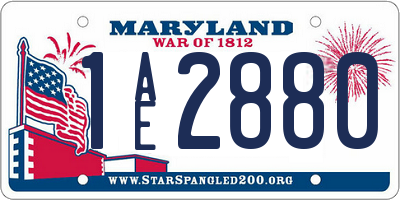 MD license plate 1AE2880
