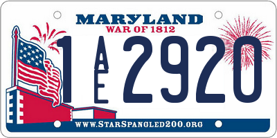MD license plate 1AE2920