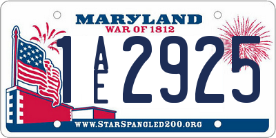 MD license plate 1AE2925