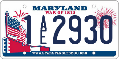 MD license plate 1AE2930