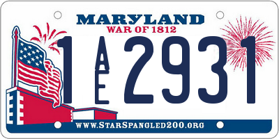 MD license plate 1AE2931