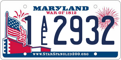 MD license plate 1AE2932