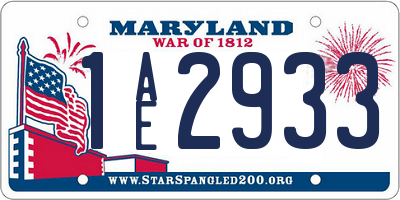 MD license plate 1AE2933