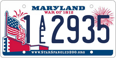MD license plate 1AE2935