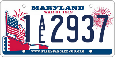 MD license plate 1AE2937