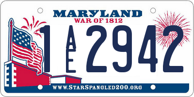 MD license plate 1AE2942