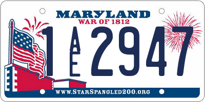 MD license plate 1AE2947