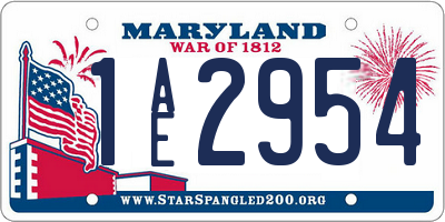 MD license plate 1AE2954