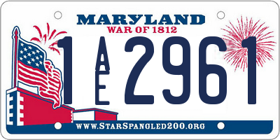 MD license plate 1AE2961