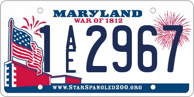 MD license plate 1AE2967