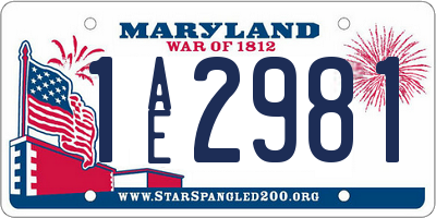 MD license plate 1AE2981