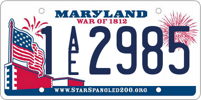MD license plate 1AE2985