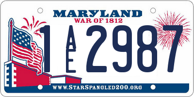 MD license plate 1AE2987