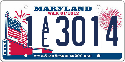 MD license plate 1AE3014