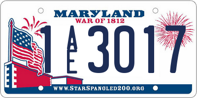 MD license plate 1AE3017