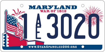 MD license plate 1AE3020
