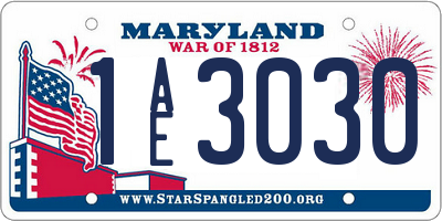 MD license plate 1AE3030