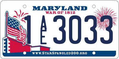 MD license plate 1AE3033