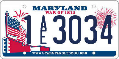MD license plate 1AE3034