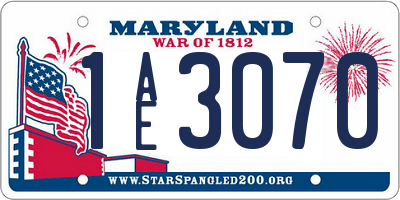 MD license plate 1AE3070