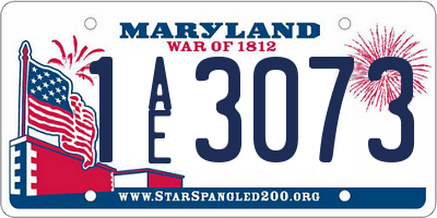 MD license plate 1AE3073
