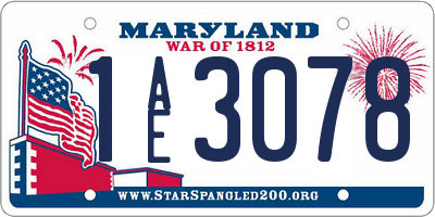 MD license plate 1AE3078