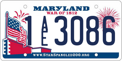 MD license plate 1AE3086