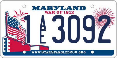 MD license plate 1AE3092