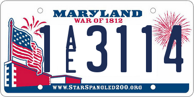 MD license plate 1AE3114