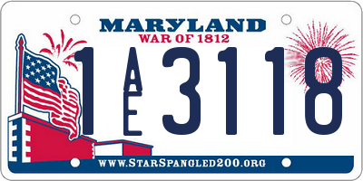 MD license plate 1AE3118