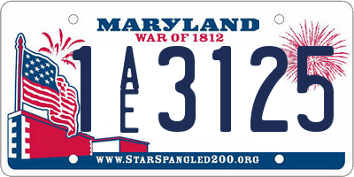 MD license plate 1AE3125
