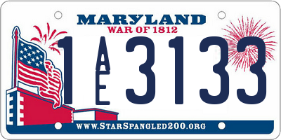 MD license plate 1AE3133
