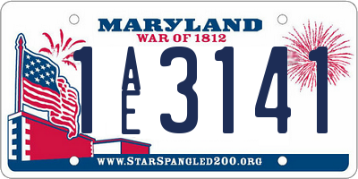 MD license plate 1AE3141