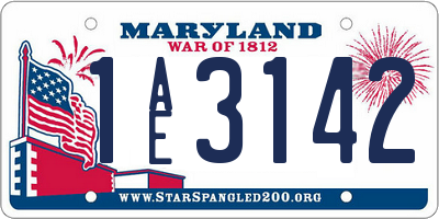 MD license plate 1AE3142