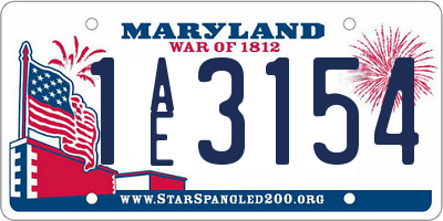 MD license plate 1AE3154