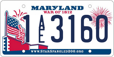 MD license plate 1AE3160