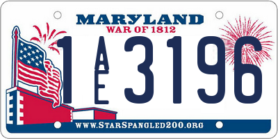 MD license plate 1AE3196