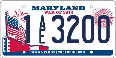 MD license plate 1AE3200